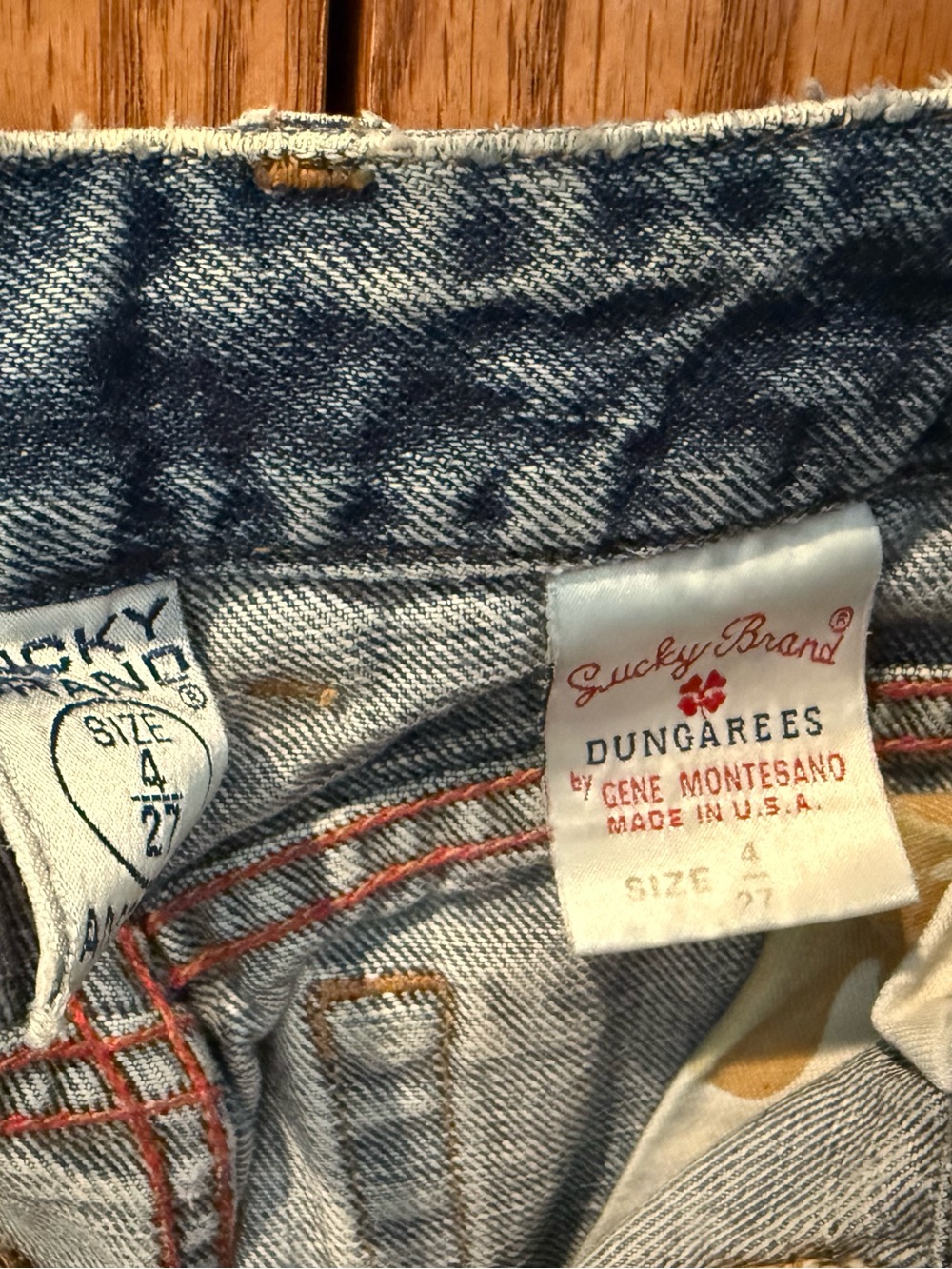 Vintage Lucky Brand Dungarees Denim Jeans No Stretch - Picture 3 of 6